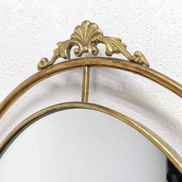 Large Oval Floor Mirror in Brass, 1950s For Sale - Image 9 of 10