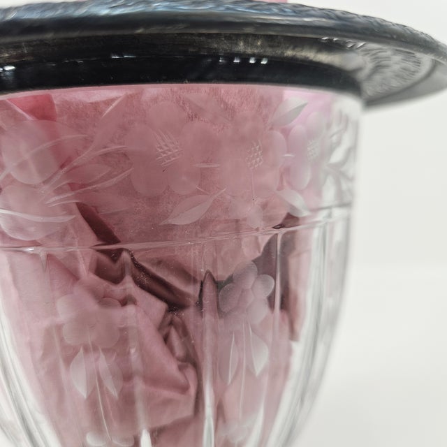 Antique Sterling Silver Potpourri Holder With a Cut Crystal Body For Sale - Image 4 of 7