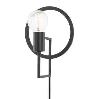 Mitzi Tory 1-Light Portable Plug In Wall Sconce, Dark Gray For Sale