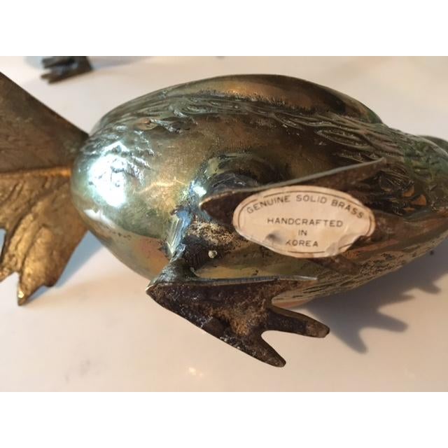 1950s Pair Vintage Mid Century Brass Pheasant Bird Statues For Sale - Image 5 of 12