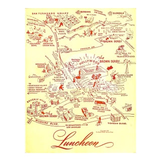 The Brown Derby Hollywood Circa 1954 Luncheon Menu With Bd Envelope For Sale