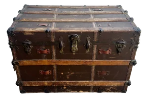 Antique C. W. Weeks Steamer Trunk With Original Key, Circa 1910