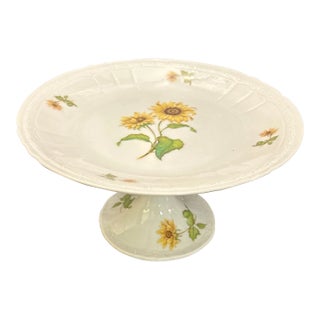 French 1940s Porcelain Pedestal Cake Stand For Sale