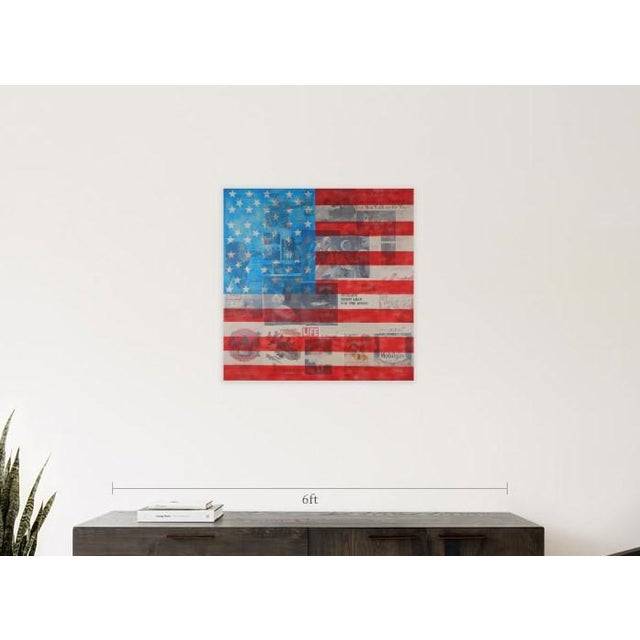 Stars and Stripes Pop Art. Found vintage magazine pages, acrylic, and silkscreen on canvas. Ready to hang with signature...