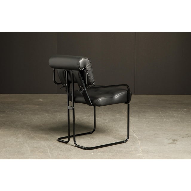 Animal Skin Black Leather Tucroma Chairs by Guido Faleschini for Mariani, Brand New - Set of 12 For Sale - Image 7 of 12