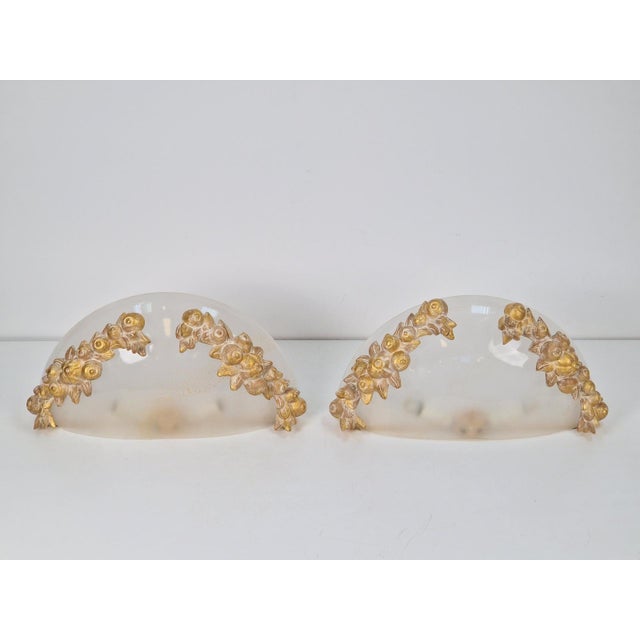 Vintage Bowl Wall Lamps in Goldleaf Murano Glass, Italy, 1970s, Set of 2 For Sale - Image 15 of 18