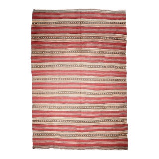1970 Stripe Design Handwoven Vintage Kilim -4' 11'' X 8' 4'' For Sale