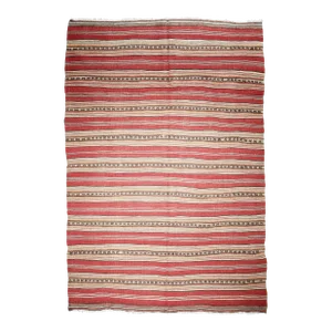 1970 Stripe Design Handwoven Vintage Kilim -4' 11'' X 8' 4''