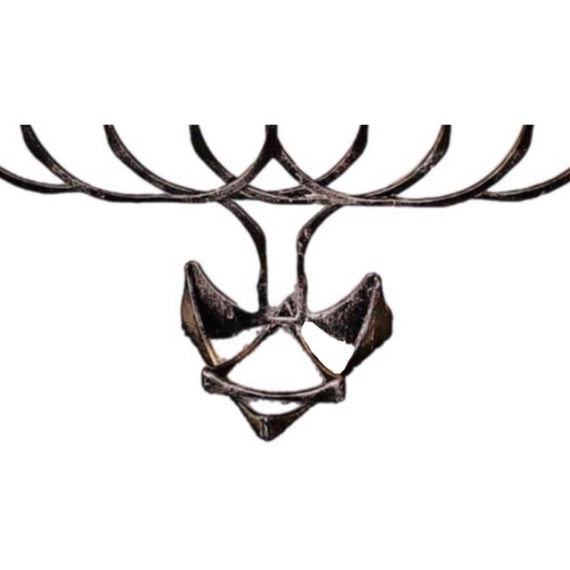 Brutalist Massive Vintage Rueven Gafni Hand Wrought Copper Iron Brutalist Menorah, Israel For Sale - Image 3 of 7