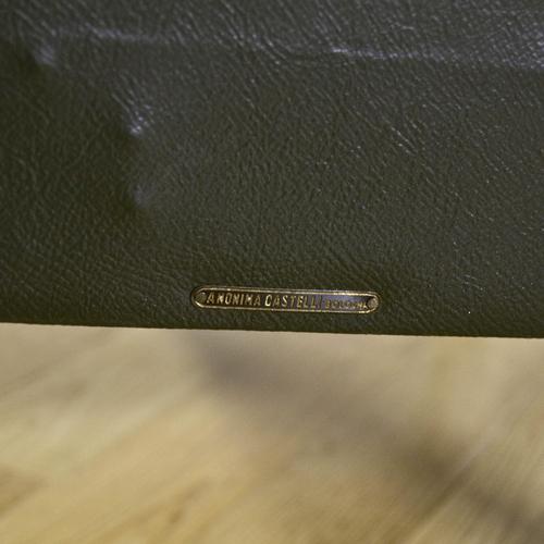 Wood Vintage Chair in Dark Green Leather and Wood by Anonima Castelli, 1940s For Sale - Image 7 of 9