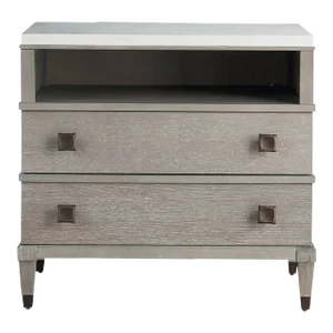 Transitional Carnegie Two Drawer Nightstand, Gray