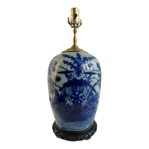 Antique Blue and White Chinese Porcelain Jar Lamp