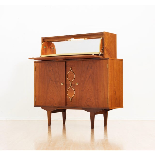 1960s Teak English Dry Bar Liquor Cabinet For Sale - Image 4 of 15