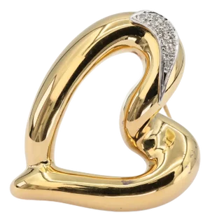 Mid 20th Century 18k (750) White Gold Heart Shape Pin / Brooch