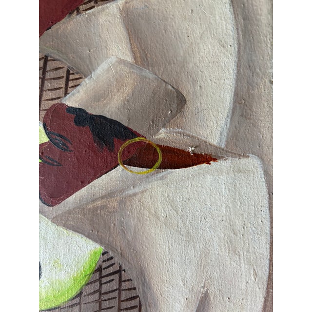 Green Late 20th Century Vintage Haitian Painting on Canvas - Framed For Sale - Image 8 of 8