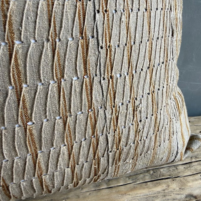 Vintage Textile Lumbar Pillow With Down Insert For Sale - Image 4 of 7