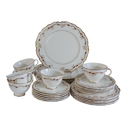 1960s Royal Doulton Strasbourg Bone China Dinnerware Set for 6- 30
