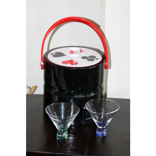 Mid-Century Modern Fantastic Vintage Morgan Designs Lucite and Patent Leather Poker-Themed Ice Bucket For Sale - Image 3 of 6