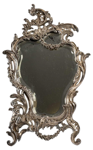 19th Century Silver Plated Bronze Table Mirror