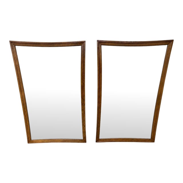 Mid-Century Modern Broyhill Sculptra Walnut Wall Mirrors - Set of 2 For Sale