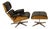 Set of Lounge Chair and Ottoman in Walnut and Black Leather by Charles Eames for Herman Miller, 1990s For Sale