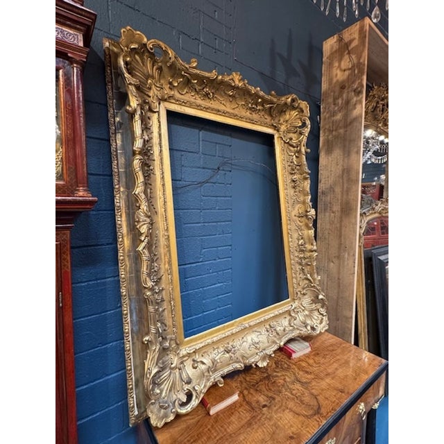19th Century French Carved and Water Gilded Frame For Sale In Dallas - Image 6 of 6