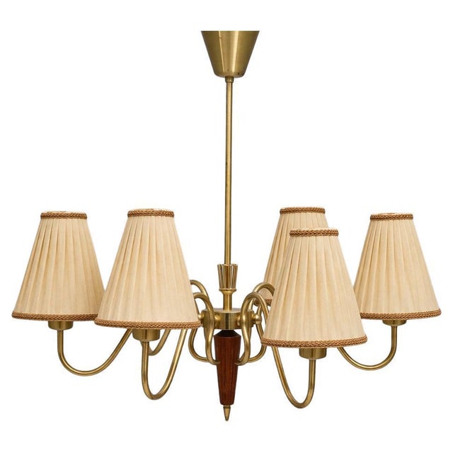 Swedish Brass Chandelier by Hans Bergström for Asea, 1940s For Sale - Image 9 of 9