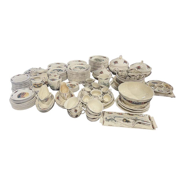 Early 20 Century French Porcelain Dinnerware, About 208 Pieces Signed H. Loux For Sale
