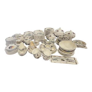Early 20 Century French Porcelain Dinnerware, About 208 Pieces Signed H. Loux