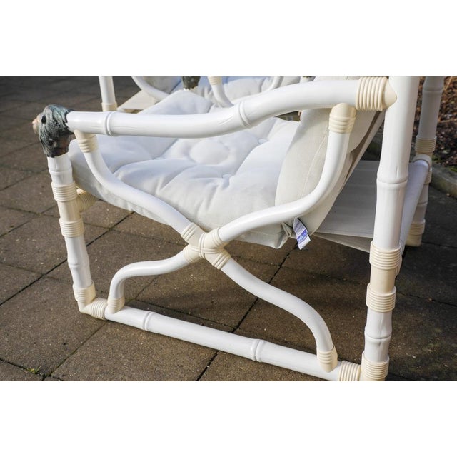 Metal Vintage White Faux Bamboo Chairs by Kettal, 1980s, Set of 2 For Sale - Image 7 of 18
