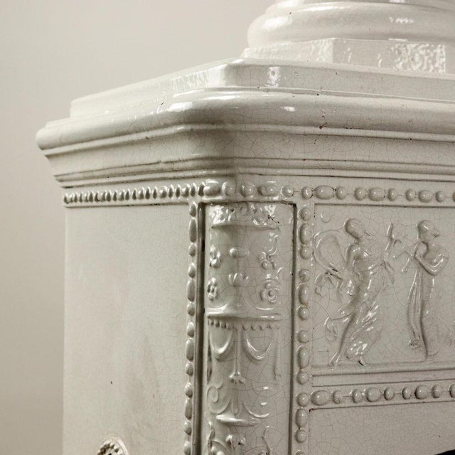 Gray Neoclassical Style Fireplace Stove in Ceramic For Sale - Image 8 of 14