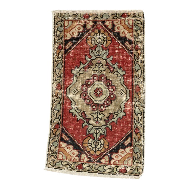 Vintage Mini Worn Rug For Sale