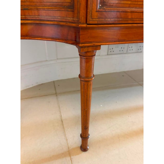 Antique Victorian Satinwood Inlaid Bow Front Display Cabinet, 1890 For Sale - Image 17 of 18