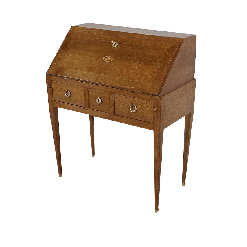 Small Oak Slope Desk | Chairish