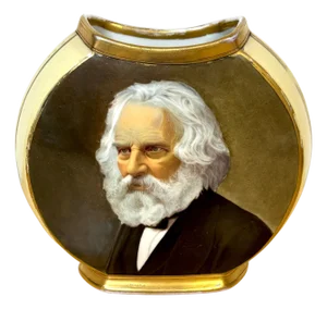 Old Paris Porcelain Vase of Henry Wadsworth Longfellow with Poetic Inscription