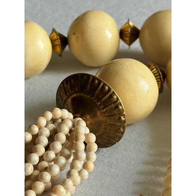 Kenneth Jay Lane Vintage 1970s Bohemian Long Ivory Beaded Statement Necklace For Sale - Image 4 of 13