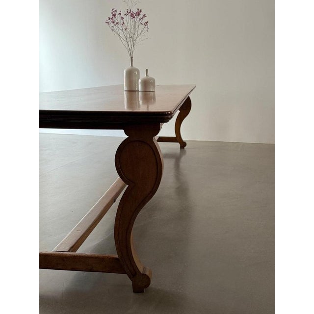 Antique French Monastery Dining Table in Nutwood, 19th Century For Sale - Image 3 of 8