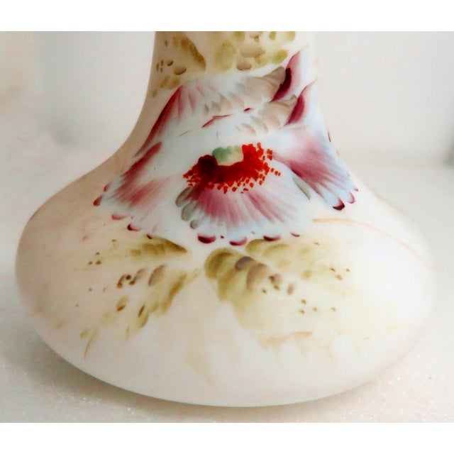 Lovely Tall Vintage Hand-Painted Porcelain Vase For Sale - Image 4 of 18