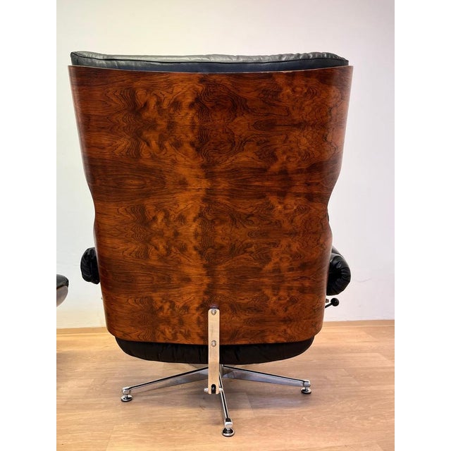 Rosewood and Bent Plywood Lounge Chair and Ottoman, 1960s, Set of 2 For Sale - Image 3 of 17