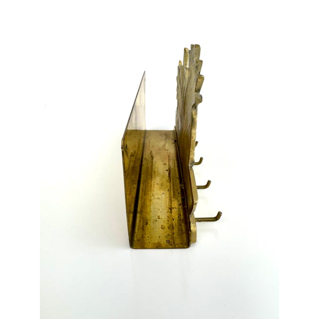Vintage Brass Pineapple Wall Rack With Hooks, Hollywood Regency Key Holder For Sale - Image 4 of 10