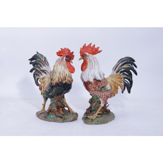 Age: C.1940s Details: High Quality Construction Glazed Terracotta Virgilio Carotti Eathernware Majolica Or Faience Painted...