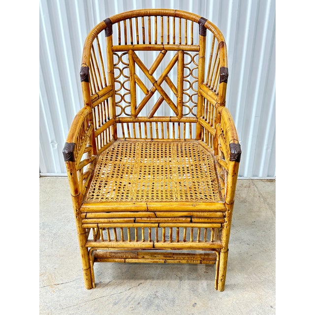 Vintage Brighton Pavilion Style Tortoiseshell Bamboo & Rattan Armchair For Sale - Image 9 of 11