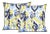 Boho Chic Silk Ikat Ivory Blue Cushion Pillow - a Pair For Sale