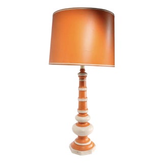 Mod Orange and Cream Table Lamp With Original Shade C. 1970’s For Sale