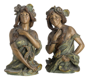 Art Nouveau Nymph Sculpture, Set of 2