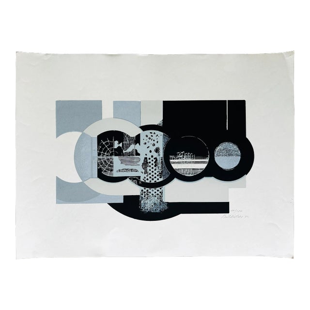 Geometric Abstract Limited Edition Signed Silkscreen Print by Johannes Birkholzer 1973 For Sale