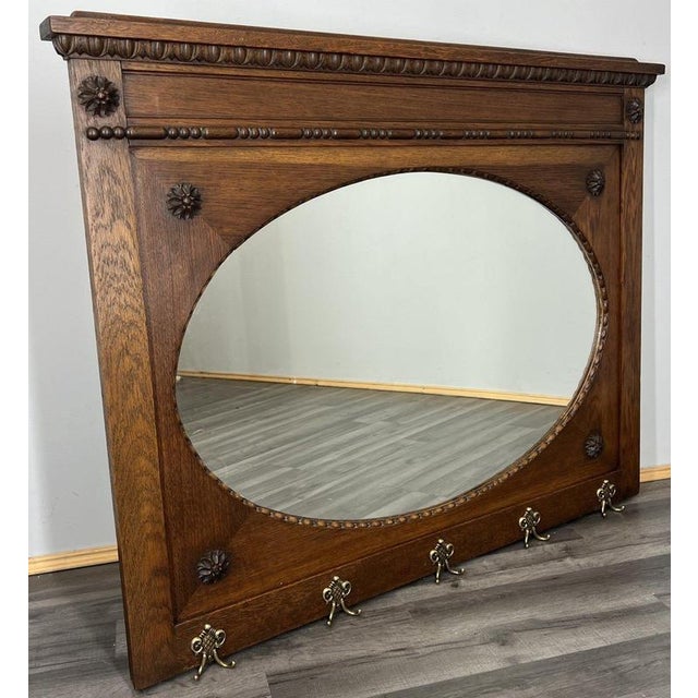 Vintage French Style Carved Oak Wall Mirror For Sale - Image 10 of 10