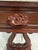 Gorgeous vintage side table with marble top and harp motif. In beautiful condition with some damage to the carved rose...