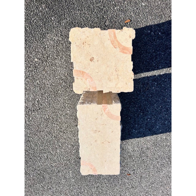 Tessellated Faux Marble Stone Side Tables - A Pair For Sale - Image 10 of 12