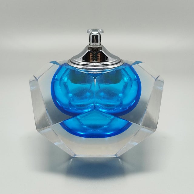 Blue Vintage Table Blue Lighter in Murano Sommerso Glass by Flavio Poli for Seguso, 1960s For Sale - Image 8 of 9